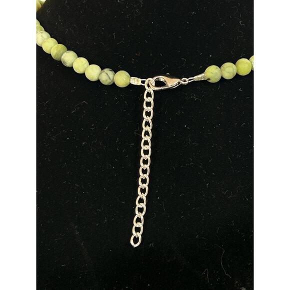 Handmade Green Serpentine Necklace, Adjustable, With a Silver Extender - Picture 4 of 5